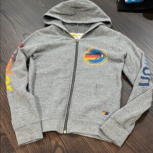 Kids aviator nation zip up hoodie sz 14 gray
